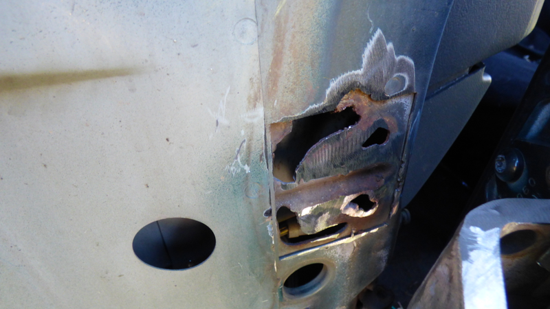 I cleaned up any protrusions from the old sheet metal and weld.